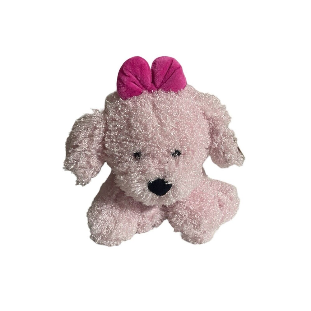 Animal Adventure Plush Dog Pink Poodle Puppy Curly Soft Toy Bow Stuffed Animal